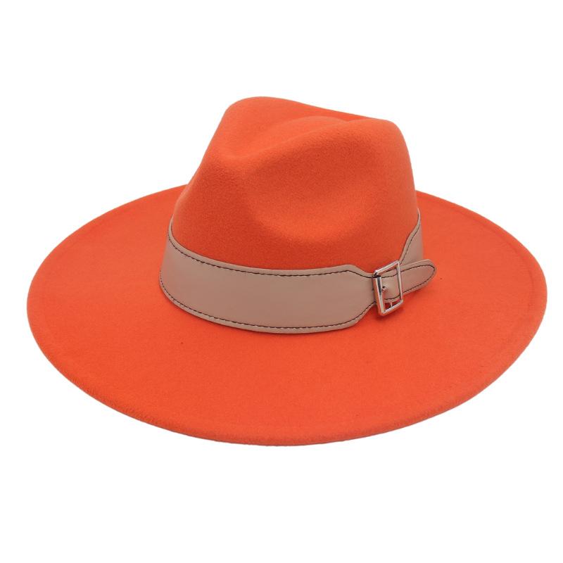 Men'S And Women'S Enlarged Brim, Wide Belt Buckle Top Hat, Jazz Hat, Trendy Hat