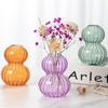 Colored Transparent Glass Vases Hydroponic Flower Vase Nordic Style Striped Gourd Shaped Vase Home Decor Housewarming Gift
