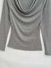 Women's Sexy Slim-Fit Low-Cut Long Sleeve T-Shirt: Spicy & Chic Solid Color Base Layer
