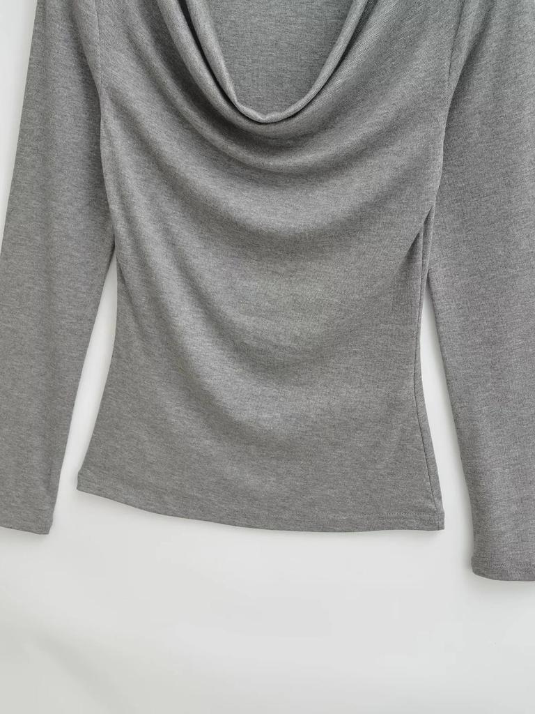 Women's Sexy Slim-Fit Low-Cut Long Sleeve T-Shirt: Spicy & Chic Solid Color Base Layer