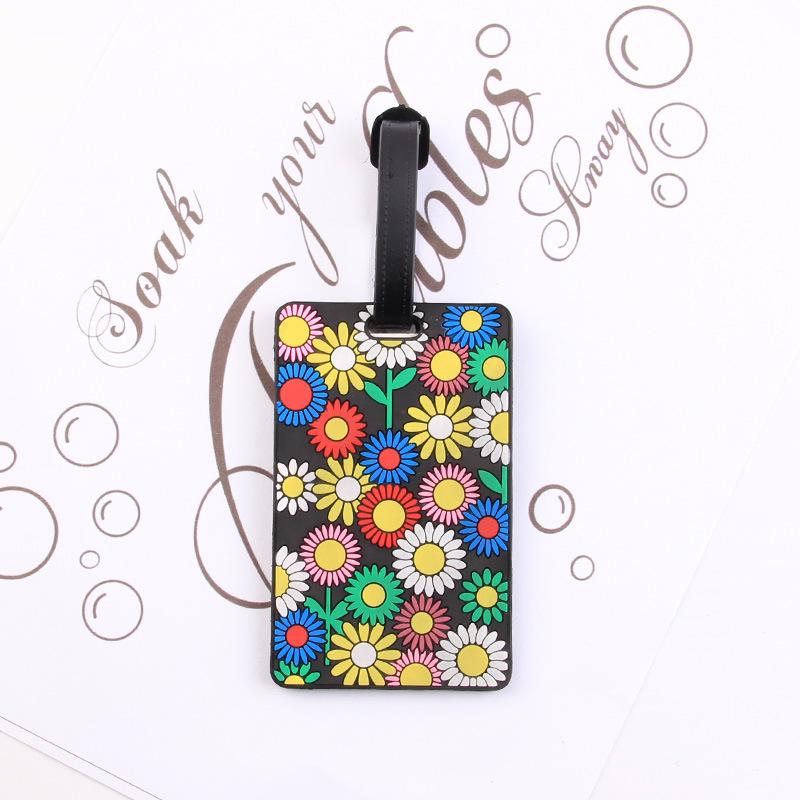 Puzzle Striped Printed Luggage Tag PVC Soft Silicone Card Holder Cartoon Boarding Pass Aircraft Luggage Tags Suitcase Label