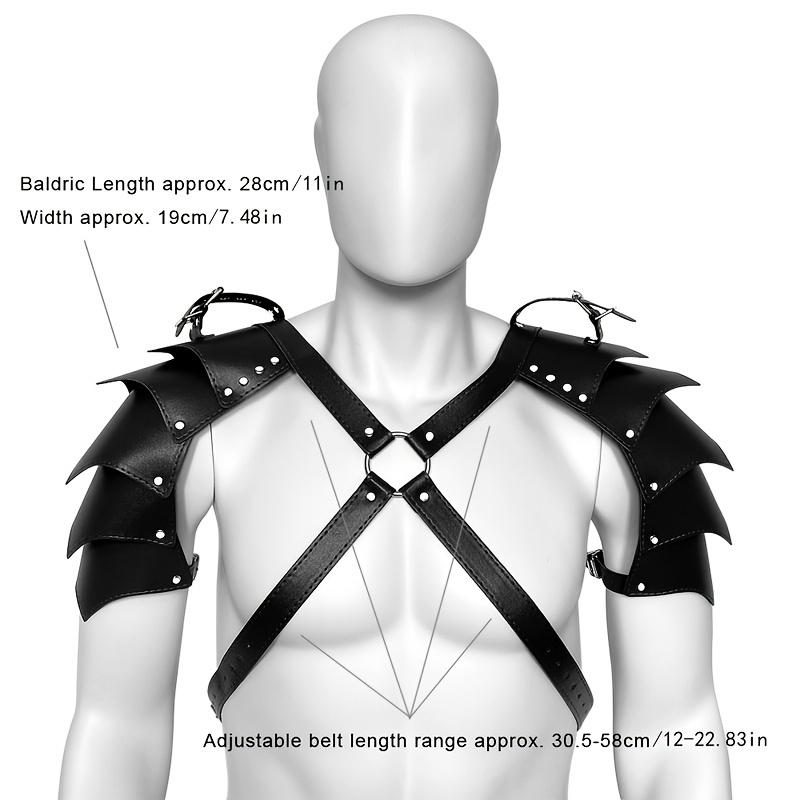 2-teiliges Set Erotische BDSM-Lederjacke für Herren, Ganzkörpergeschirr-Tücher für Schwule, Bondage-Kleidung mit doppelter Schulterpanzerung und Maske, hübsches Bühnenauftrittsset