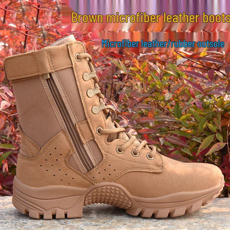 

Новые коричневые боевые тренировочные ботинки: Мужские и женские высокие, пылезащитные, дышащие ботинки для альпинизма на молнии из коровьей кожи 36 (230 mm)