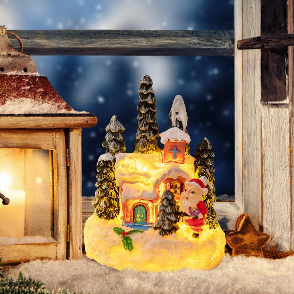 Christmas Home Decorative Miniature Figurine Winter Village Resin Mini Statues For Christmas Party Accessories Gifts