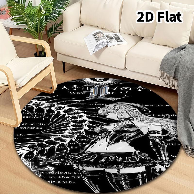 Death Note Round Area Rug Carpet Rug For Living Room Bedroom Sofa Playroom Decor Nonslip Floor Mat
