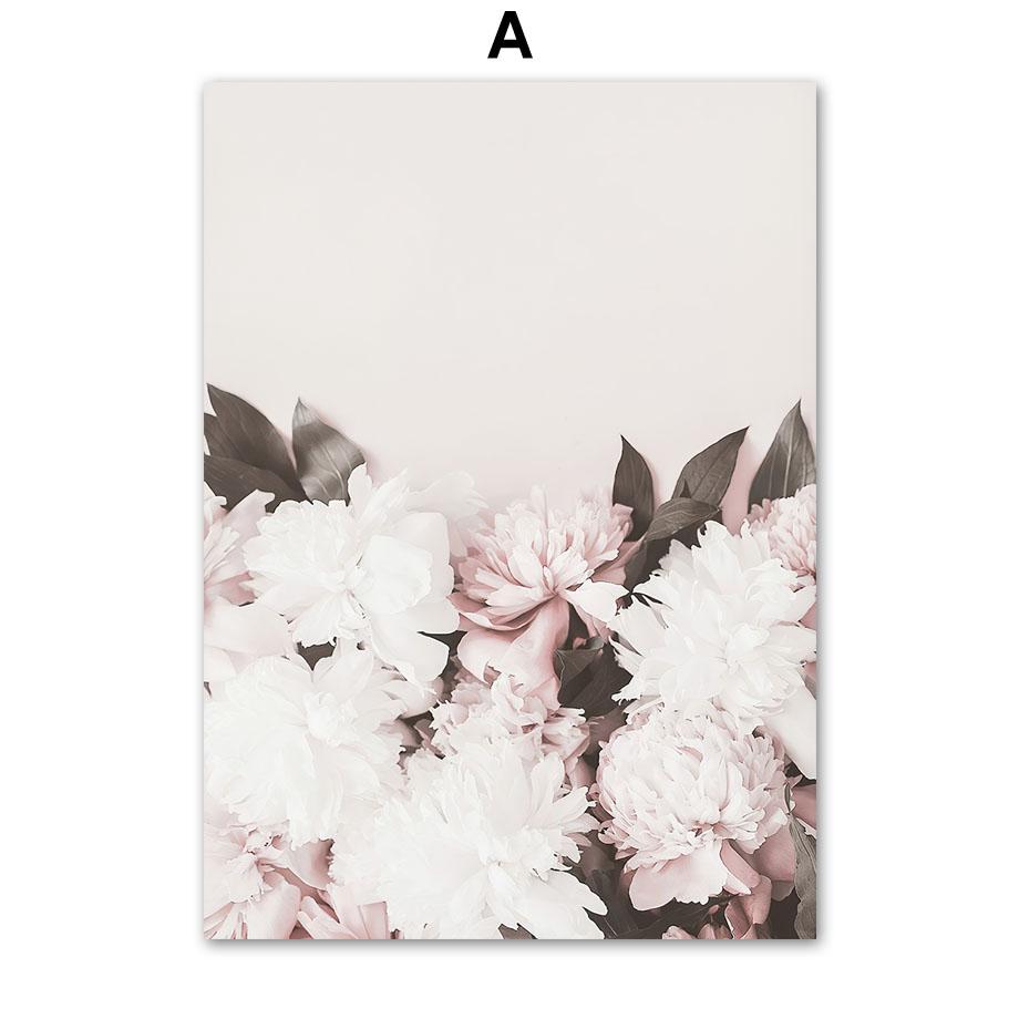 Pink Rose Peony Daisy Flowers Wall Art Canvas Painting Nordic Posters and Prints Gallery Pictures for Living Room Bedroom Decor