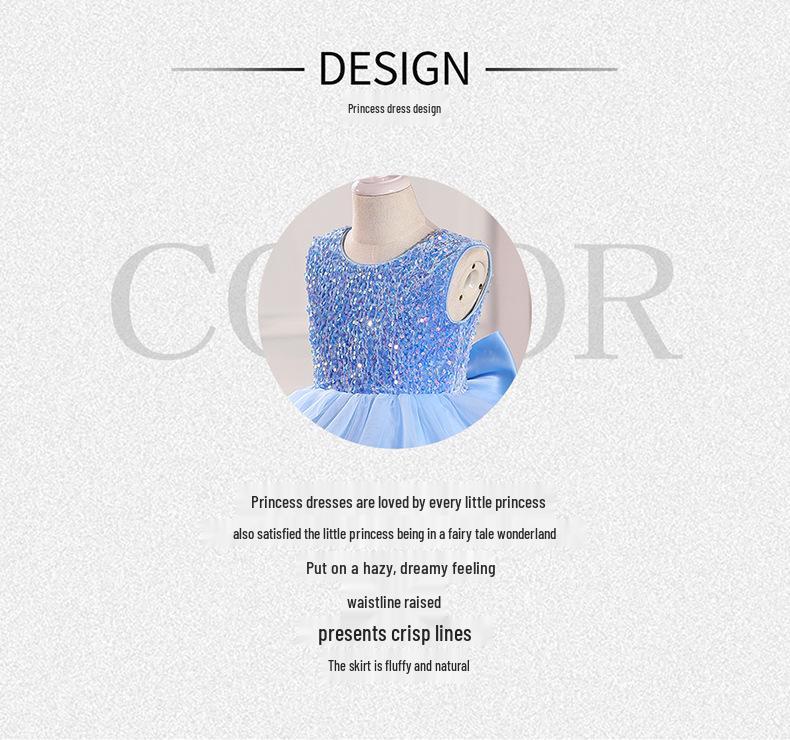 Girls' 2025 Summer Formal Piano Performance Dress - Stylish Backless Princess Gown for Children's Fashion Show