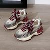 2026 new genuine leather Forrest Gump shoes color blocked high shoes versatile sports dad thick soled women's shoes