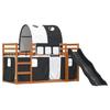 VidaXL Lit superposé avec toboggan et rideaux blanc et noir 90x200 cm, lit, cadre de lit, lit superposé bas, meuble de 3284140