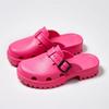 Women's Solid Color Cushioned Flatform Sandals, Slip-on Platform Slides, EVA Round Toe Garden Shoes, Platform Clogs for Women