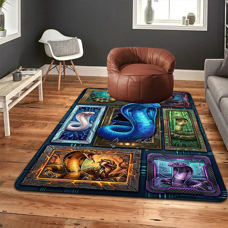 Snake Artworks Pattern Rug Floor Mat for Living Room or Bedroom Soft and Comfortable Carpet a Gift for Birthday and Holiday.