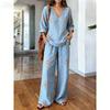 Gentle Temperament Printed Top Set, Classic Bohemian Pattern, Loose Wide-leg Pants for Summer Casual Wear