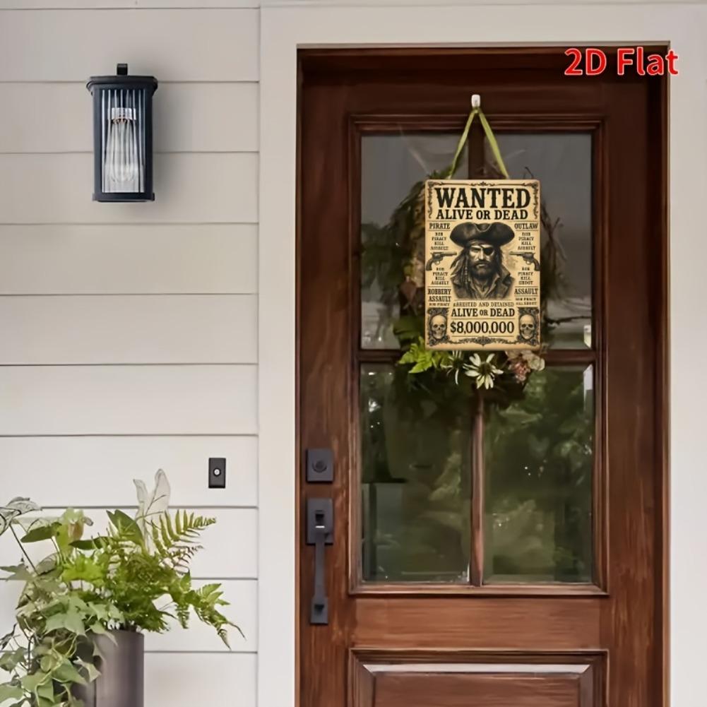 Dwuwymiarowy płaski metalowy znak z żelaza - plakat poszukiwany piratów 8x12 cali, dekoracja domu, łazienki, baru, kawiarni, garażu, prezent dla przyjaciela