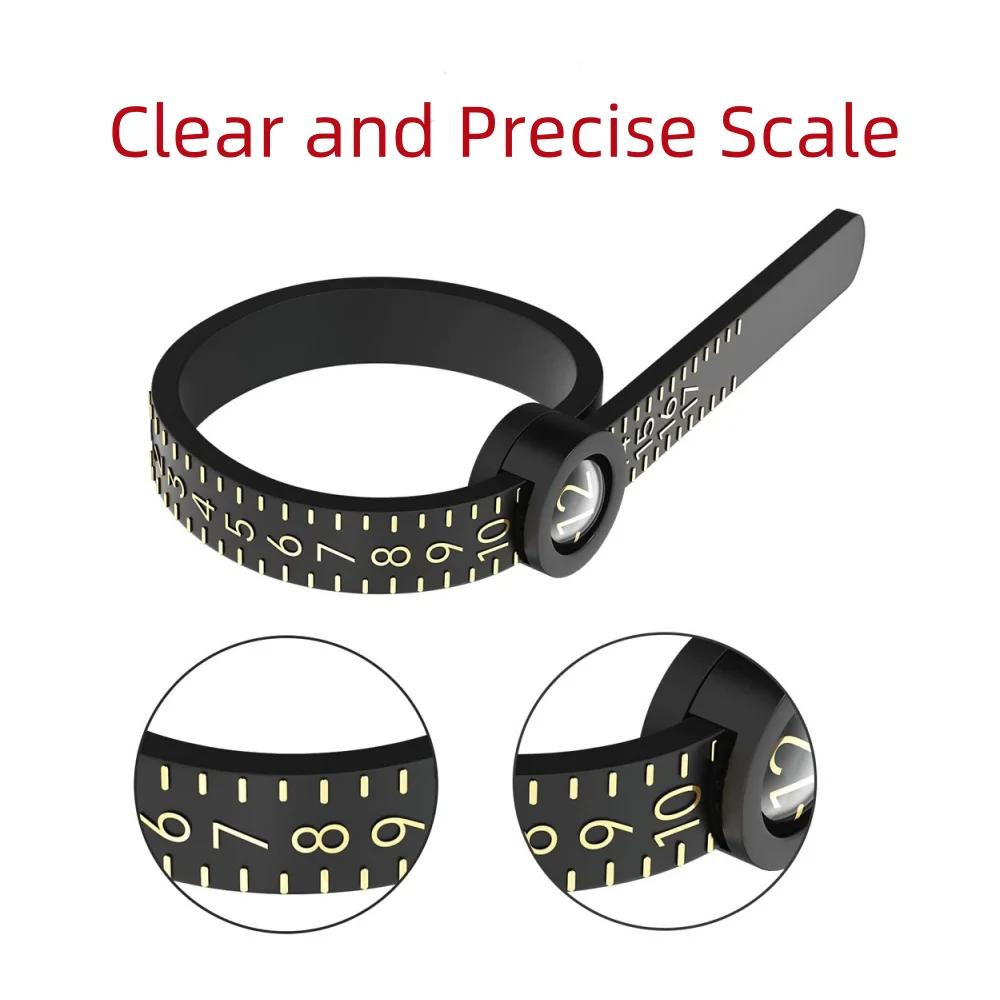 US/UK/EU/HK Size Ring Ruler Ring Measuring Tape Ring Measuring Tool Annular Coil Finger Size Filter with Magnifying Glass