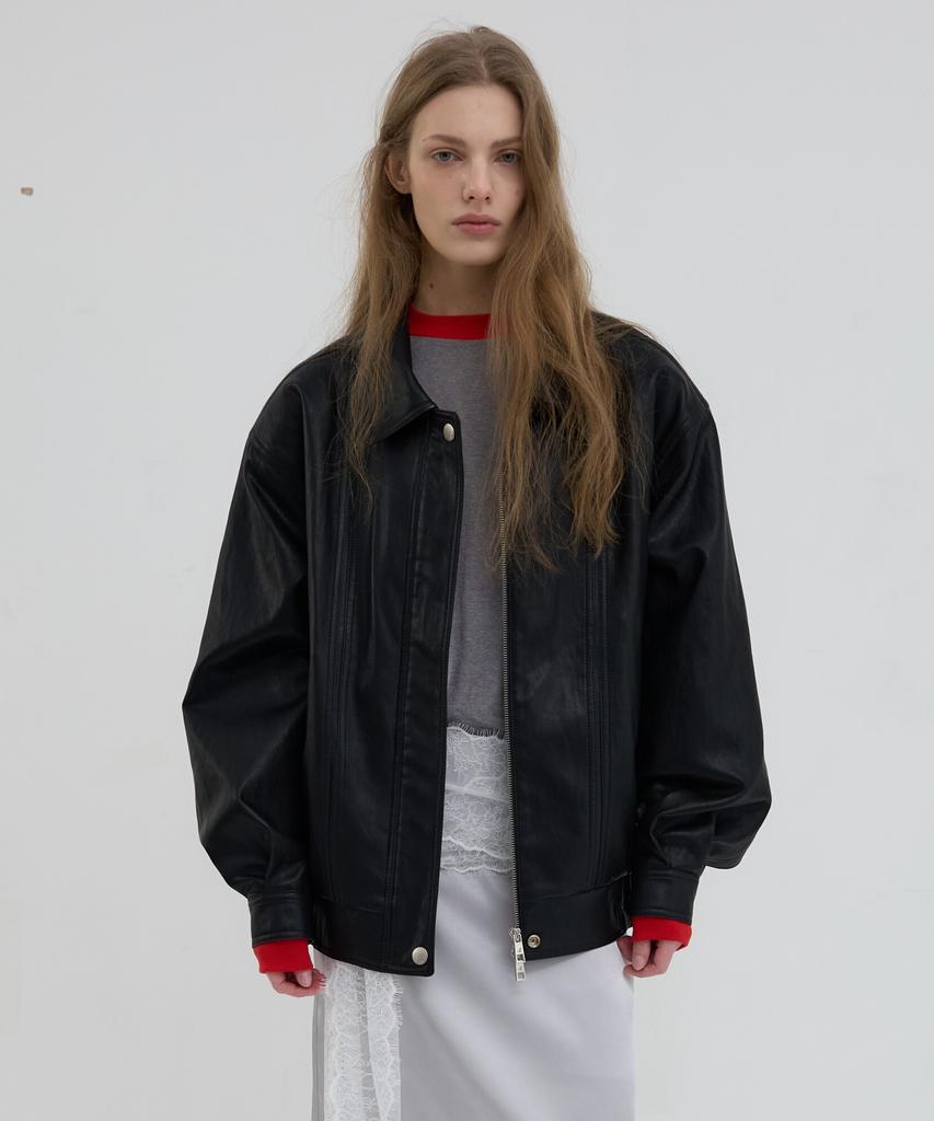 Overdueflair Vintage Leather Blouson Jacket_Black