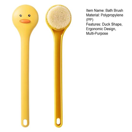 2Pcs Bath Brush Duck Design Gentle Exfoliation Deep Cleansing Bath Brush with Long Handle Ergonomic Grip Back Scrubber