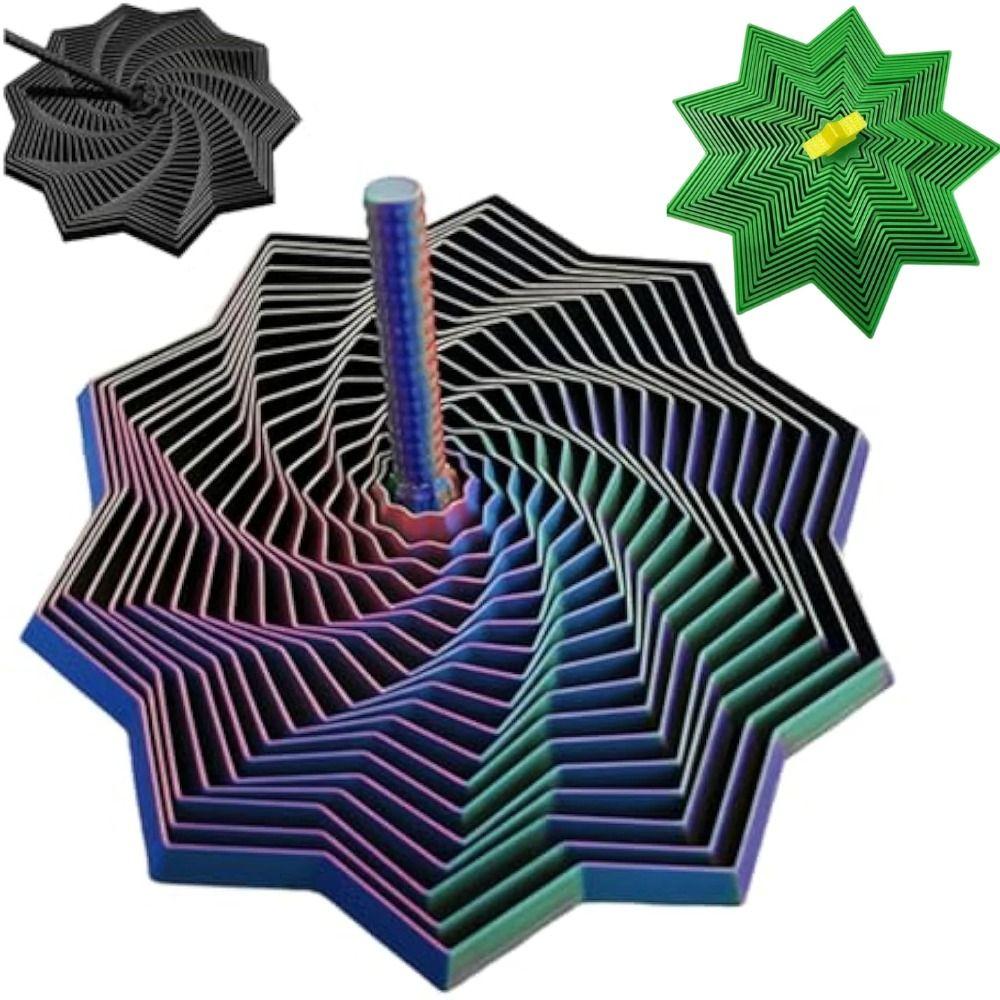 Visual Illusion Fractal Fidget Star Model 3D Printing Whirling Spiral Ornaments  Office/School