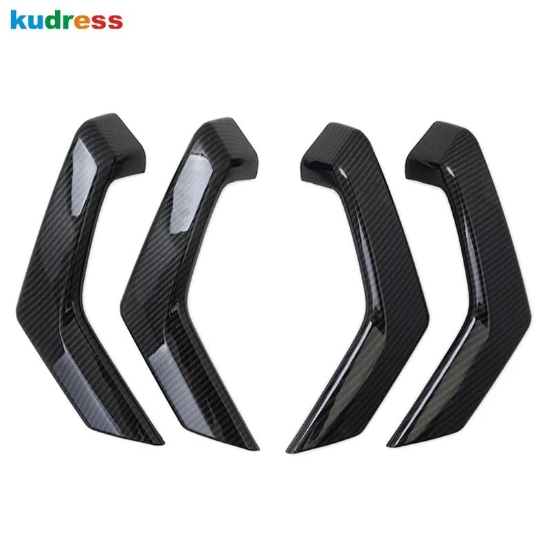 For VW For Volkswagen T-ROC TROC 2017-  2024 Carbon Fiber Car Inner Door Armrest Handle Cover Trim Interior Accessories
