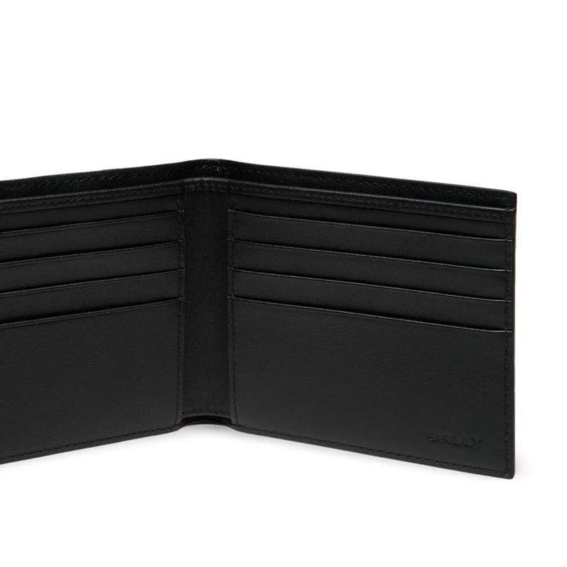 Bally Logo Stamp Calfskin Wallet Men Wallet Black 6308573