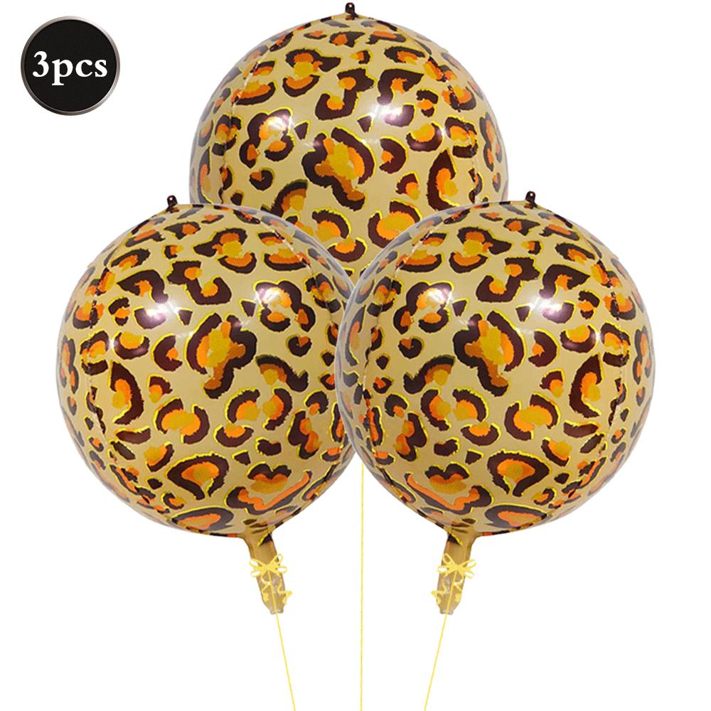 Leopard Print Bow Foil Balloons 4D Round Cheetah Animal Balloon Wild One Jungle Safari Theme Birthday Bachelorette Party Decor
