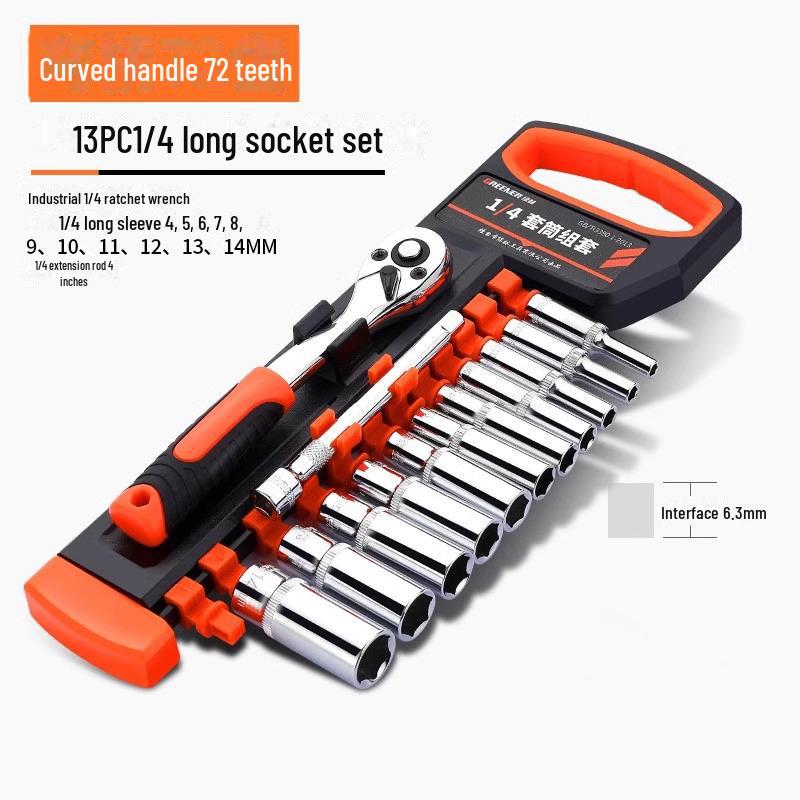 Green Forest Ratchet Wrench Set: Multifunctional Quick Release Socket Set for Auto Repair, Includes Large, Medium, and Small Ratchets.