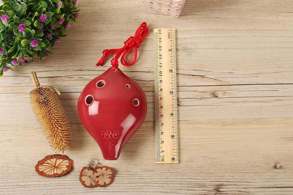 TNG Ocarina Musical Instrument [6 HolesAltoRed] High Class C Tone AC Single (with Strap) Ocarina Wind Orchestra Glaze Finish