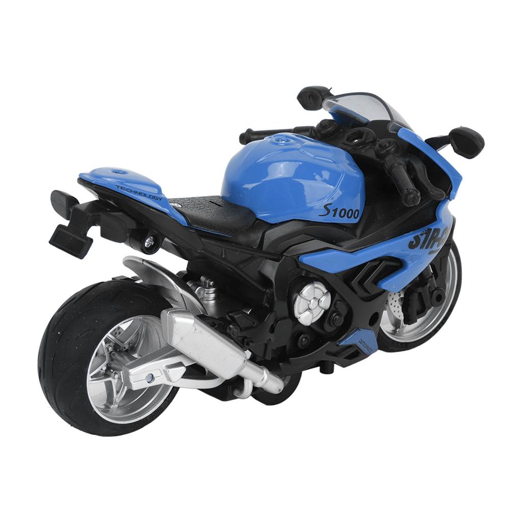 Kids Pull Back Motorcycle Toy Sound Light Effects High Simulation Alloy Motorcycle Model Blue