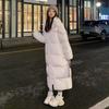 Mid-length Down Cotton-padded Jacket for Women Winter New Style Over-the-knee Student Loose Large Size Thickened Cotton-padded Jacket Coat Bread Suit