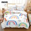 Duhová sada povlaku na přikrývku King Mikrovlákno Dívčí Estetický Duhy Ložní Sada pro Děti Kawaii Hrad Dezert Vzor Povlak na Prošívanou Přikrývku