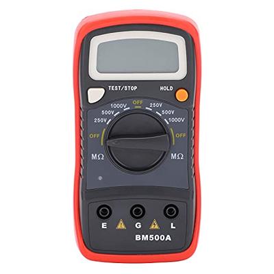 Electrical Megohmmeter, BM500A 1000V Portable LCD Display Resistance Tester Handheld Digital Insulation Resistance Meter for Motors, Cables, Switches,