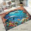 27 Style 3D Illusion Sea Underwater World Dolphin Rug for Bedroom Living Room Sofa Home Doormat Decor, Kids Non-slip Floor Mat