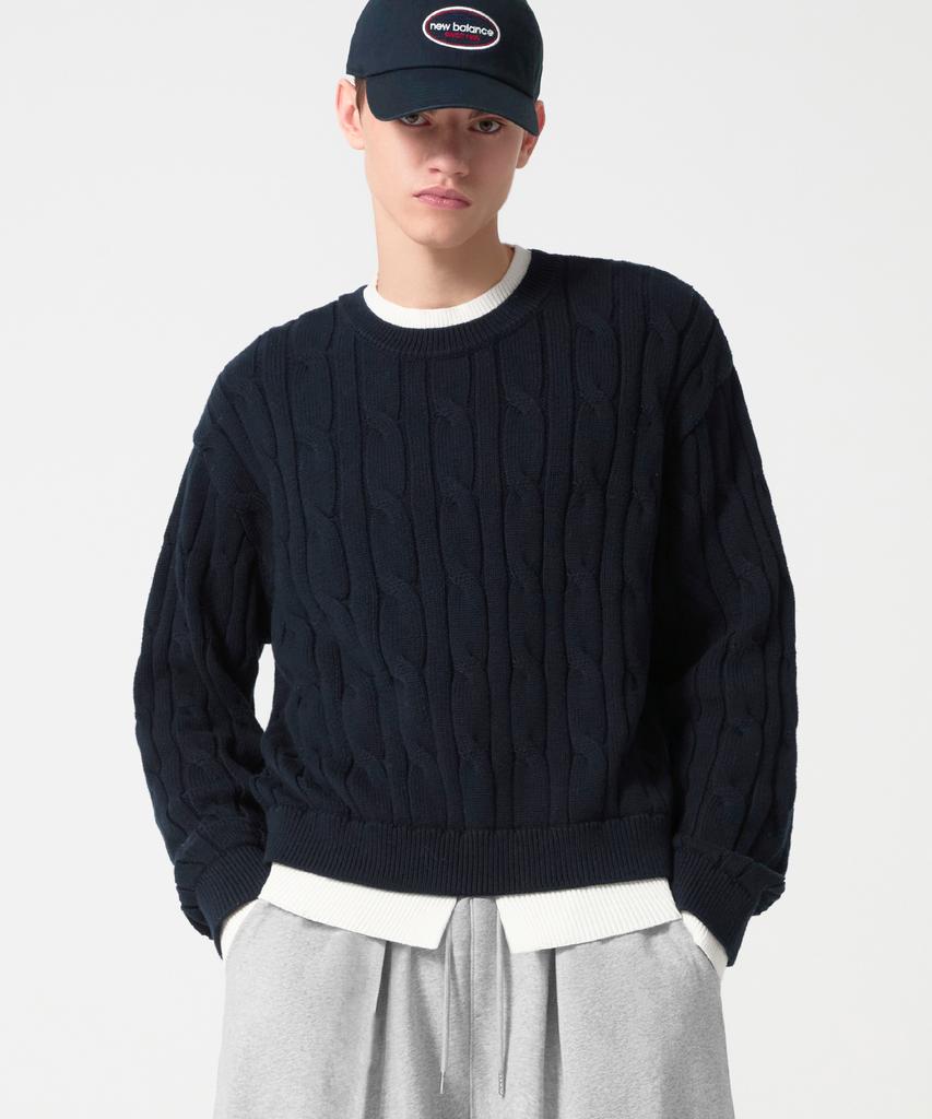 TRILLION Layered Cable Knit_Navy