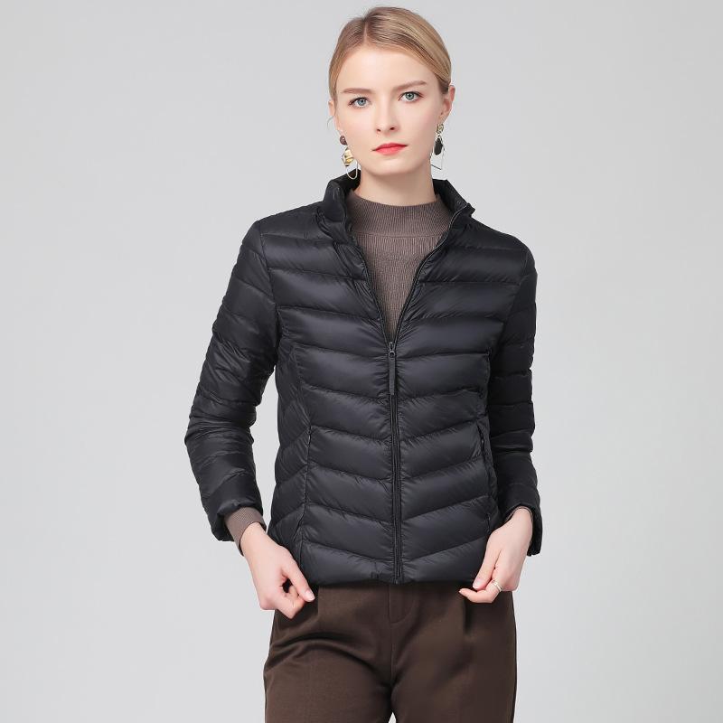 Down Jacket Women's Short New Trendy Fashion Versatile Light and Thin Duck Down Stand-up Collar Slim Jacket