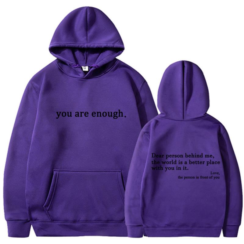 Men's and women's fleece sweater plain letter print pocket drawstring print hoodie