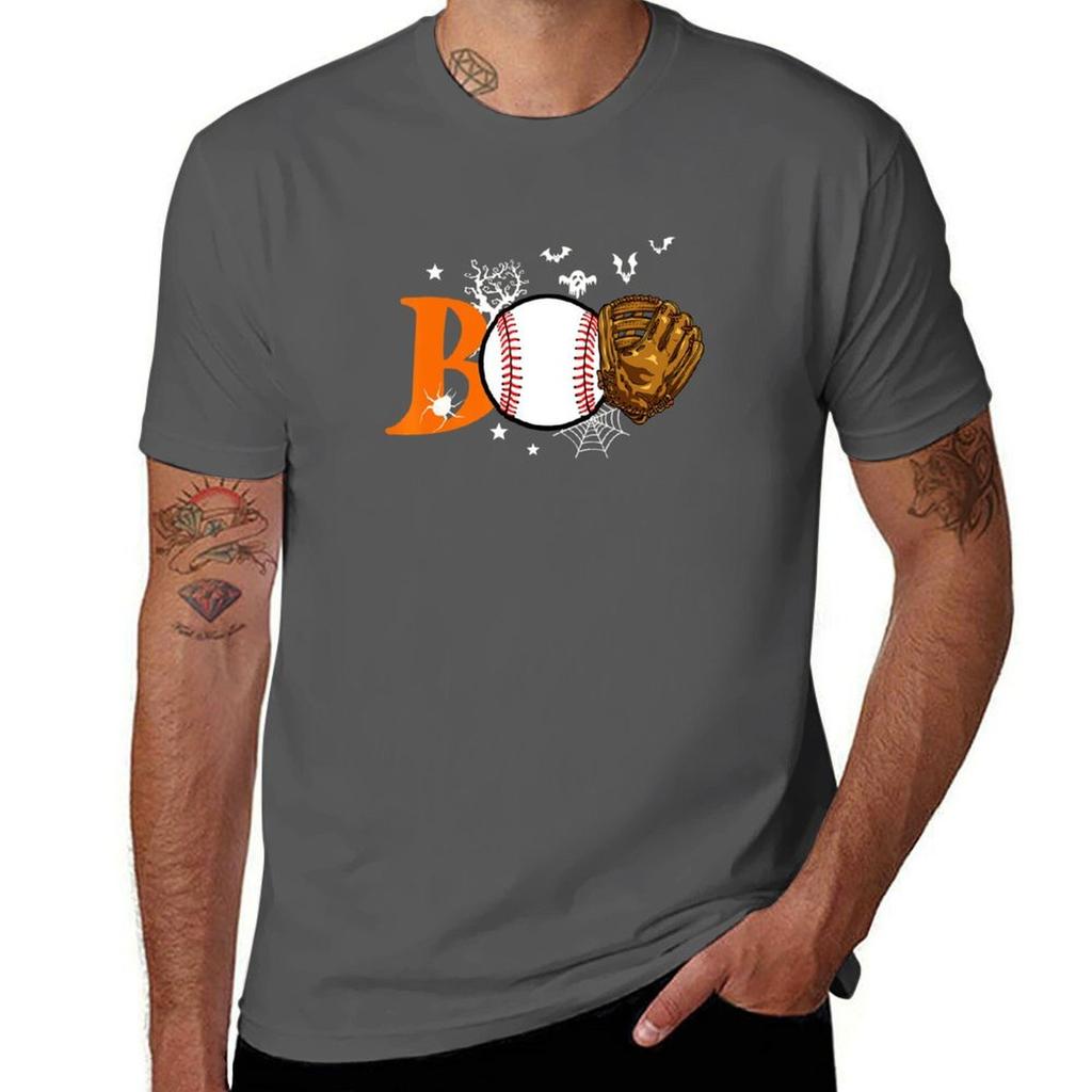 Boo Baseball Halloween Player Catcher Pitcher Spooky Season Tshirt Antipilling Casual Tshirt