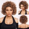 Short Afro Curly Wigs for Women Natural Blonde Wig with Bangs Ombre Brown Hair African Hairstyle Female Daily Halloween Party