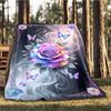 1pc Rose Butterfly Throw Blanket Polyester Fiber, Lightweight Flannel, Soft & Warm, All Season Use for Outdoor, Camping