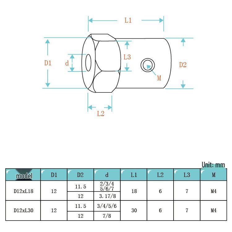Brass Hex Coupling for Small Car Tire Connector, Model Accessory D12 L18