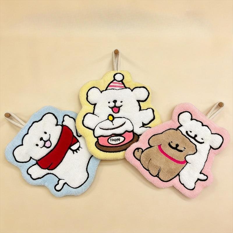 New Style Cartoon Dog-shaped Cute Hanging Hand Towel with Thick Absorbent Fabric. Suitable for Use As A Bathroom Hand Towel, Kitchen Rag.