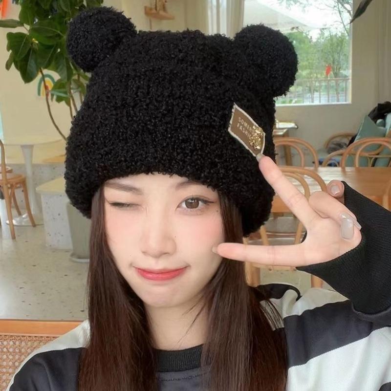 Krásná větruodolná zimní plyšová čepice ve tvaru medvědích uší Harajuku klobouk pro ženy muže Udržujte uši v teple klobouk potřeby do chladného počasí