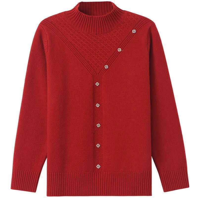 Pulover cu gât semi-înțesat pentru îmbrăcăminte exterioară de damă Toamnă și iarnă Cămașă nouă, îngroșată, tricotată cu fundul liber