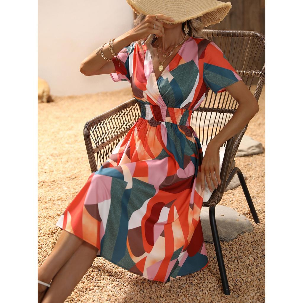 2025 New Fashion Trend Dresses Spring Summer Printed Waist Dresses Fashion Women's