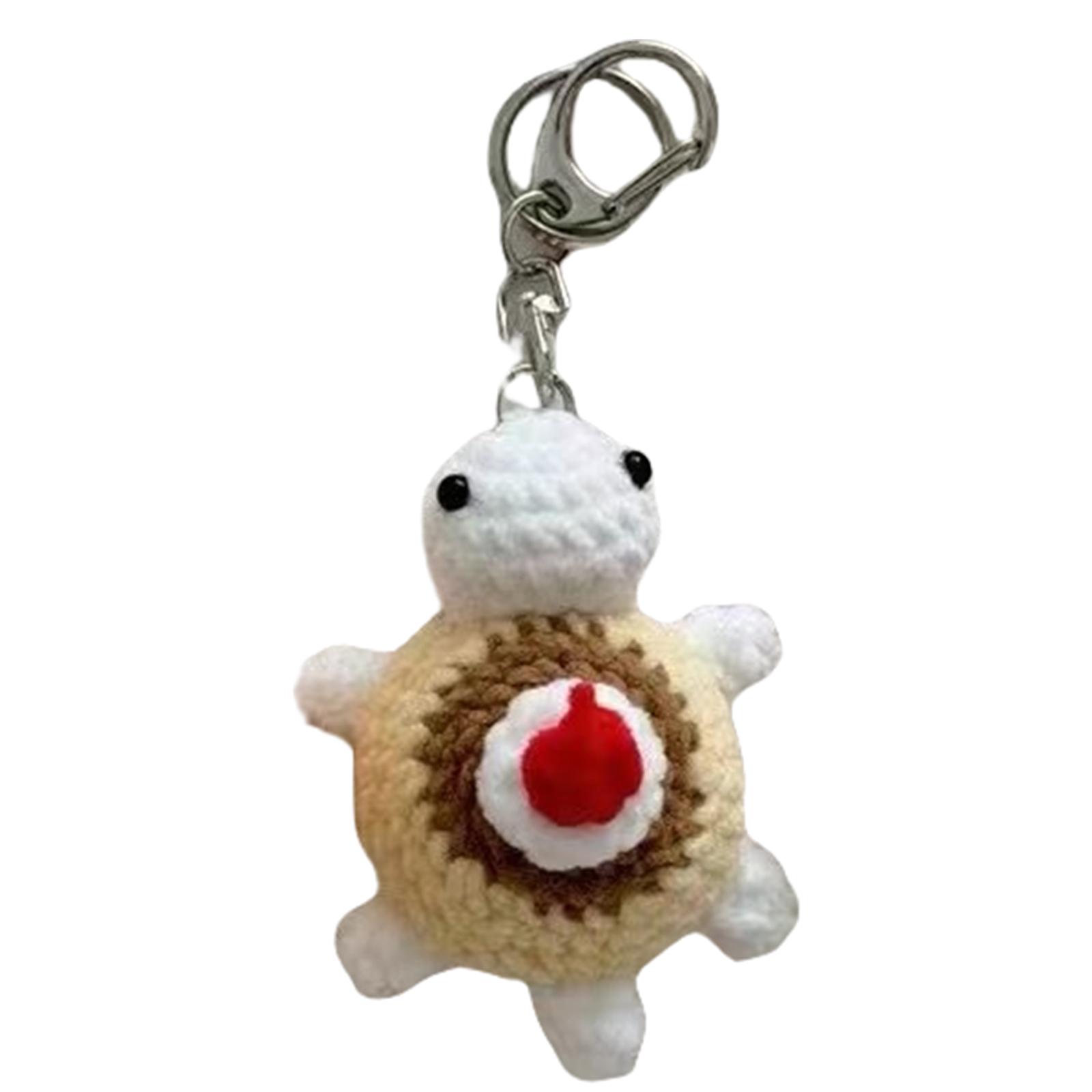 

Handmade Turtle Keychain Charm Soft Knitted Wool Bag Pendant Unique Key Rings Bag Accessory Present for Men and Women бежевый