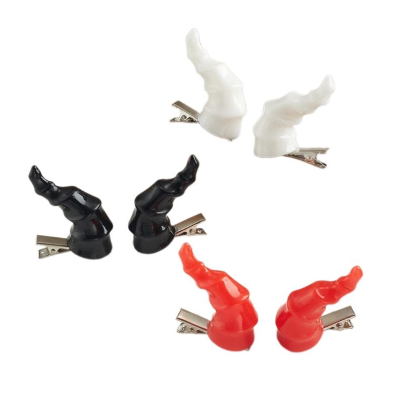 2PCS Goth Devil Horn Shape Hair Clip Halloween Party Hairpin for Woman Girls Taking Photo Braids Role Play Hairpin