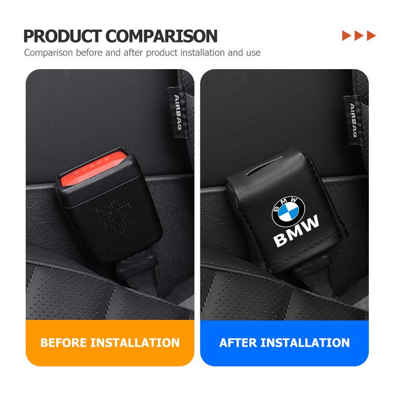 Leather Car Seat Belt Socket Cover Anti-collision Protection Cover Interior Accessories For BMW E46 E90 E60 F10 E39 F30 E36 E87 DA9