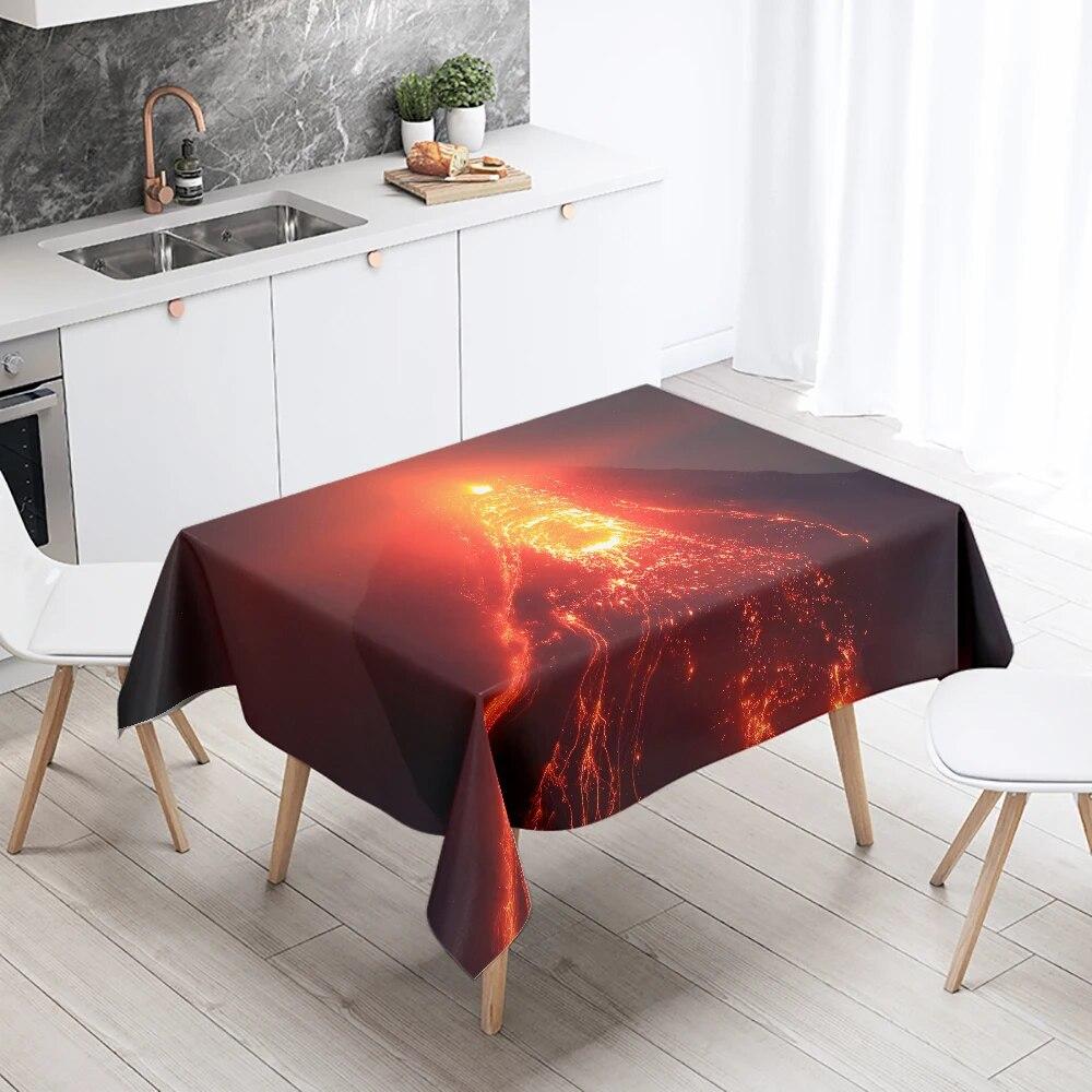 Vulkanausbruch Magma bedruckte Tischdecke Camping wasserdicht rechteckig Home Restaurant Tischdekoration