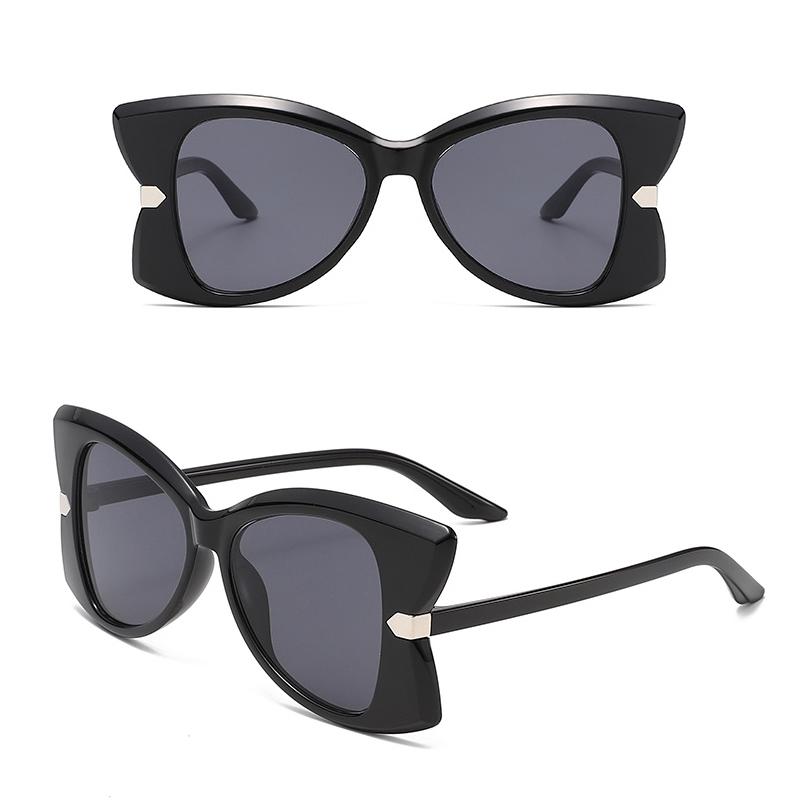 Oversized Cat Eye Anti-UV Sunglasses Women Fashion Metal Decorated Frame Party Beach Shades Butterfly Eyewear