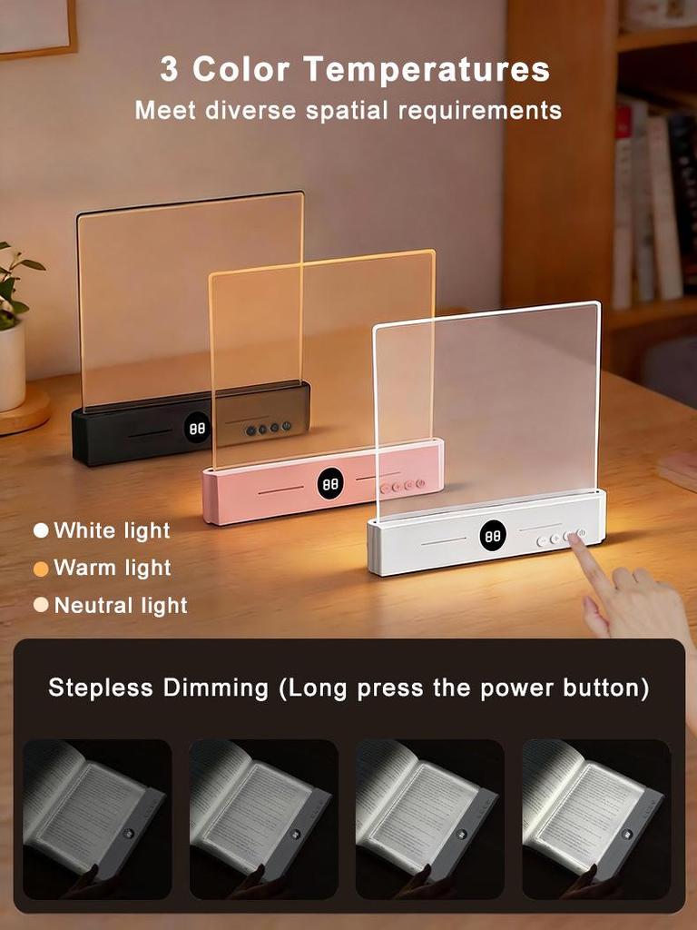 LED Bedside Reading Lamp with Timer - Eye Protection, Dimmable, Nightlight & Doodle Function