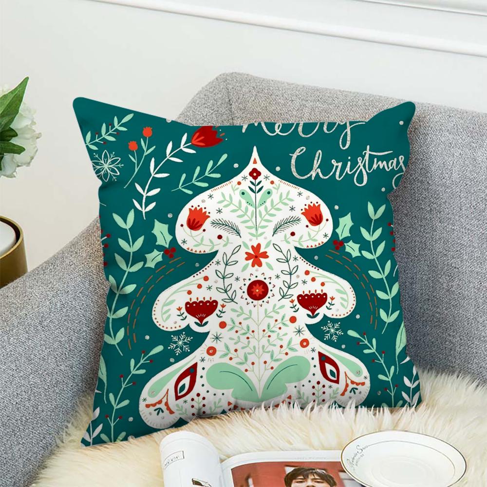 Merry Christmas Art Logo Pillow Case For Car Sofa Decorative Home Double-sided Print Plush Square Throw Pillow Cushion Cover