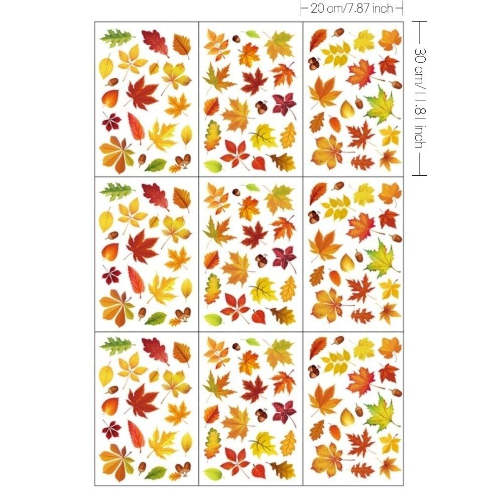 9pcs/pack Thanksgiving Window Stickers Fall Harvest Them PVC Autumn Window Clings Turkey Pattern DIY Maple Leaf Window Stickers